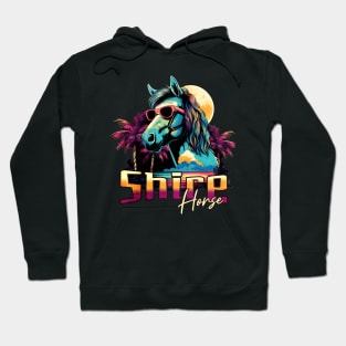 Retro Wave Shire Horse Sunglas Hoodie